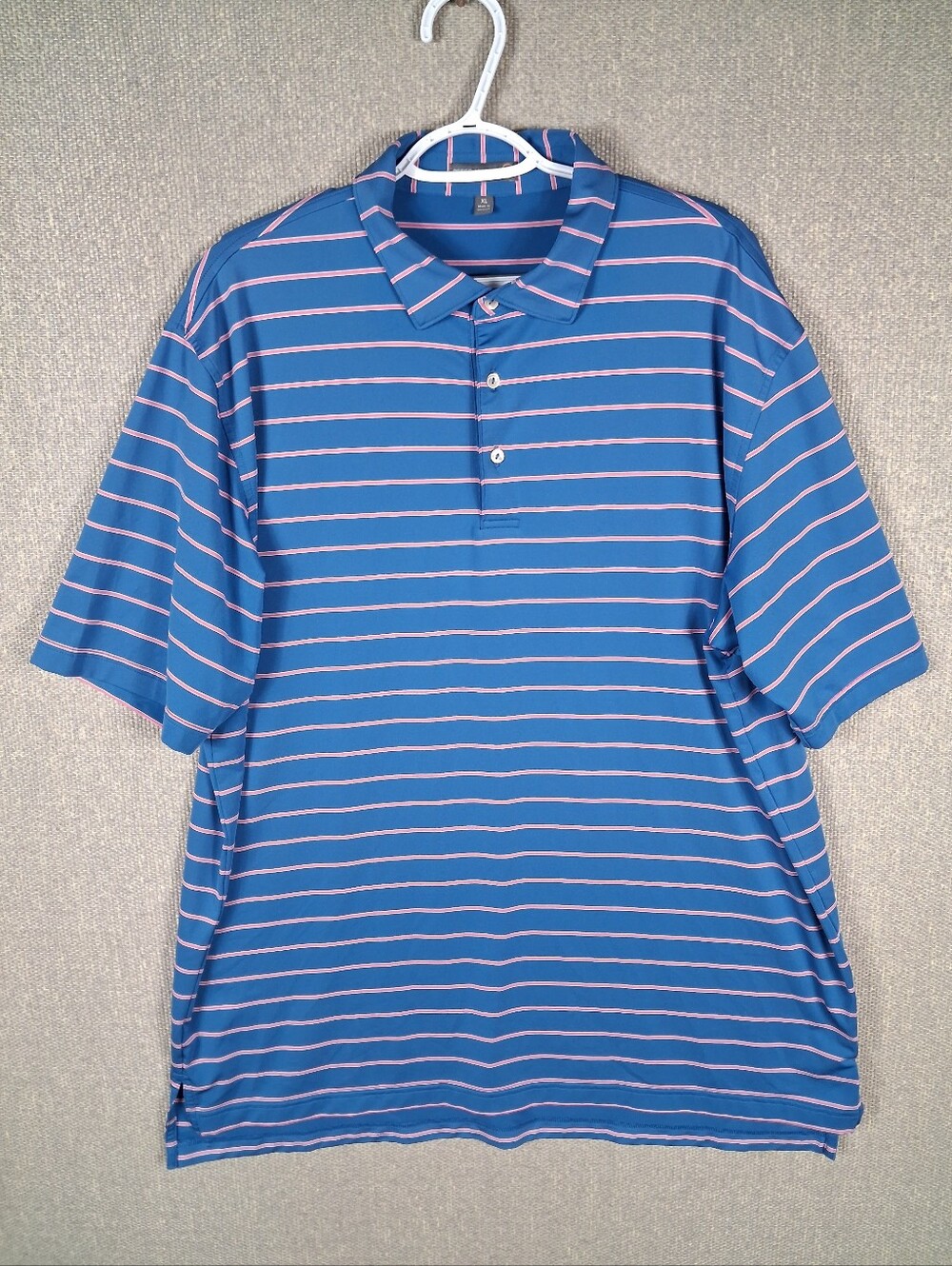 Peter Millar Summer Comfort Polo Mens XL Blue Pink Stripes Short Sleeve Casual